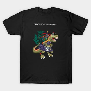 Clanosaurus Rex MICHIGANsaurus rex Plaid Michigan Scotland USA Family Tartan T-Shirt